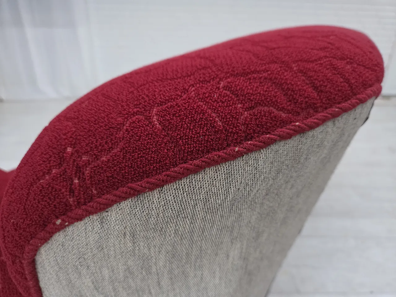 Danish 3-seater sofa, wool, carved oak wood, 1950s 14