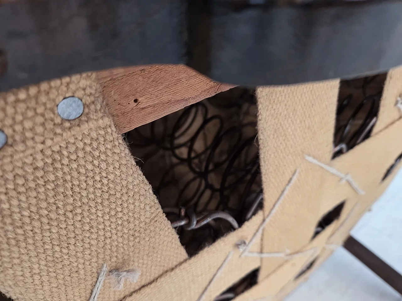 Danish armchair, wool, carved oak wood, 1950s 21