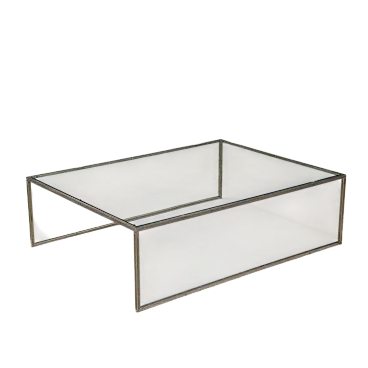 Tavolino in acciaio e piano in vetro trasparente, '900