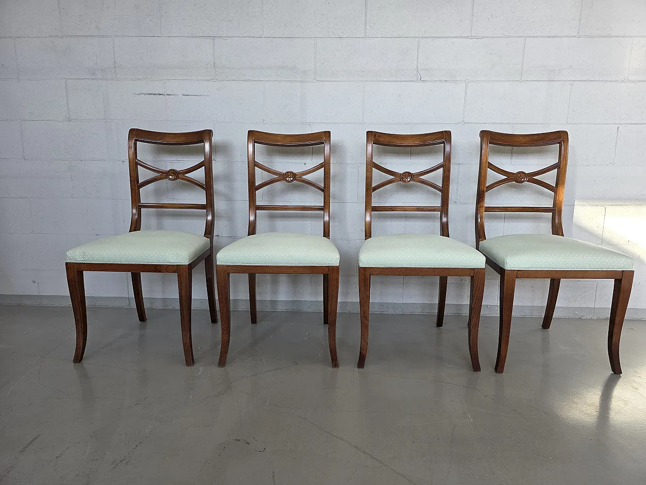 6 Empire style chairs in walnut, 20th century 4