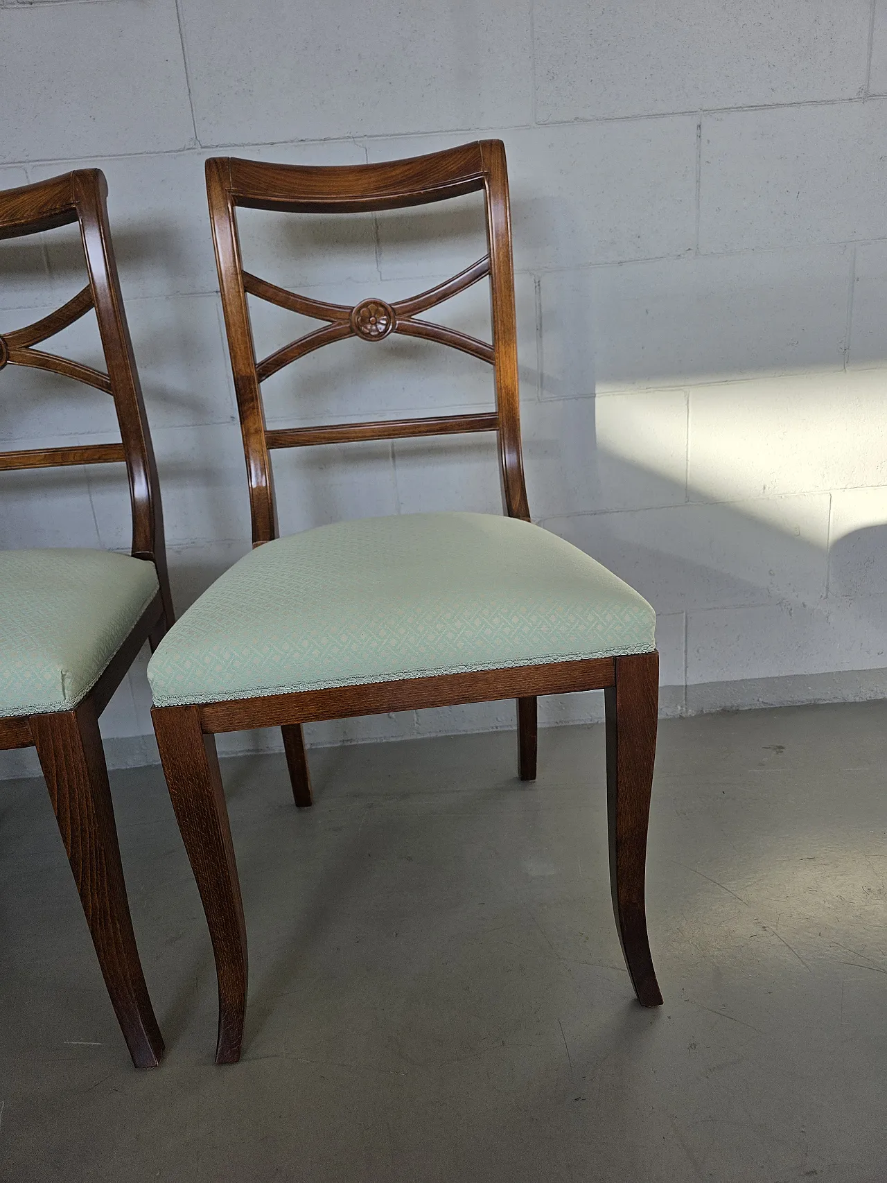 6 Empire style chairs in walnut, 20th century 5
