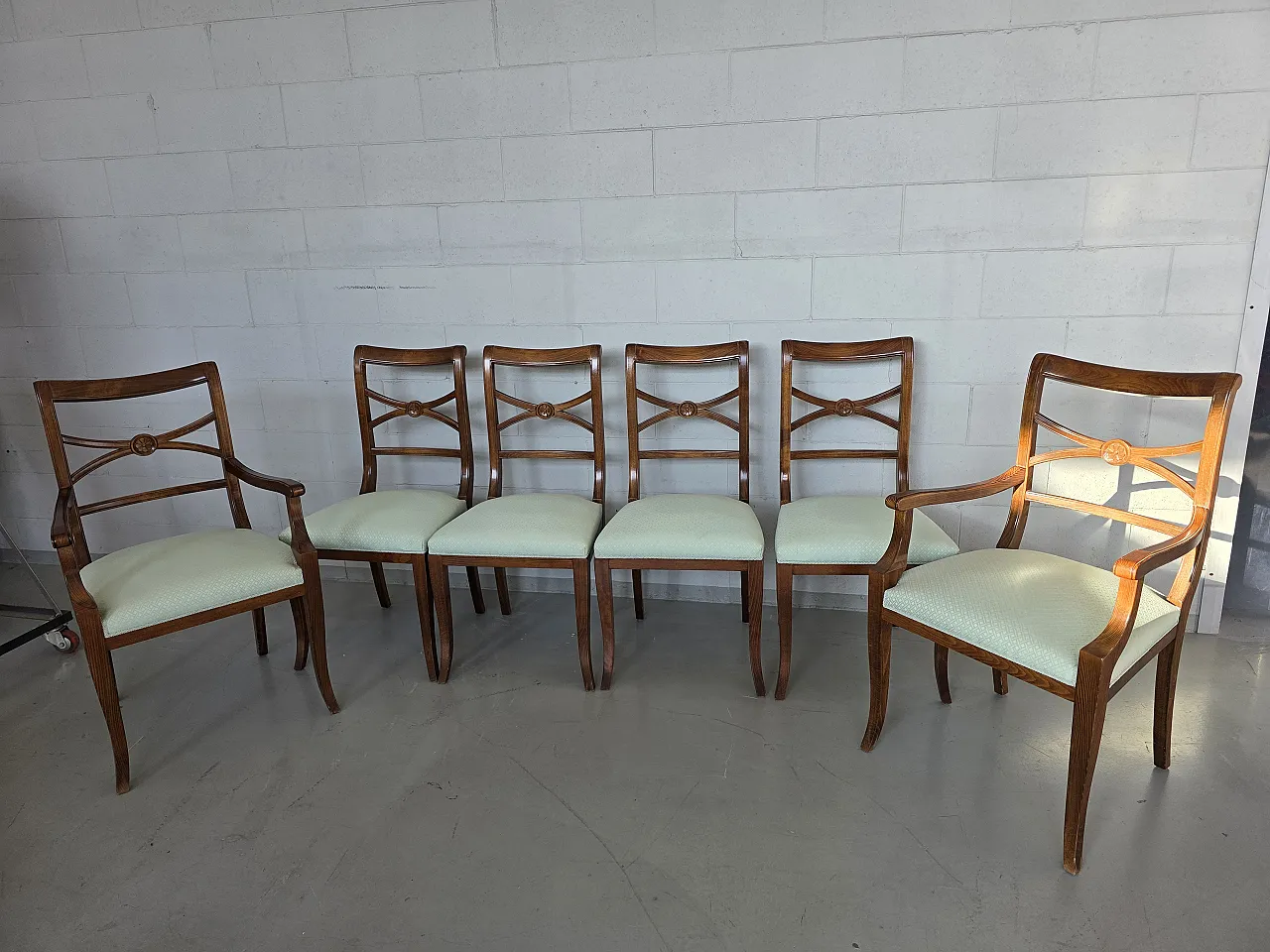6 Empire style chairs in walnut, 20th century 10
