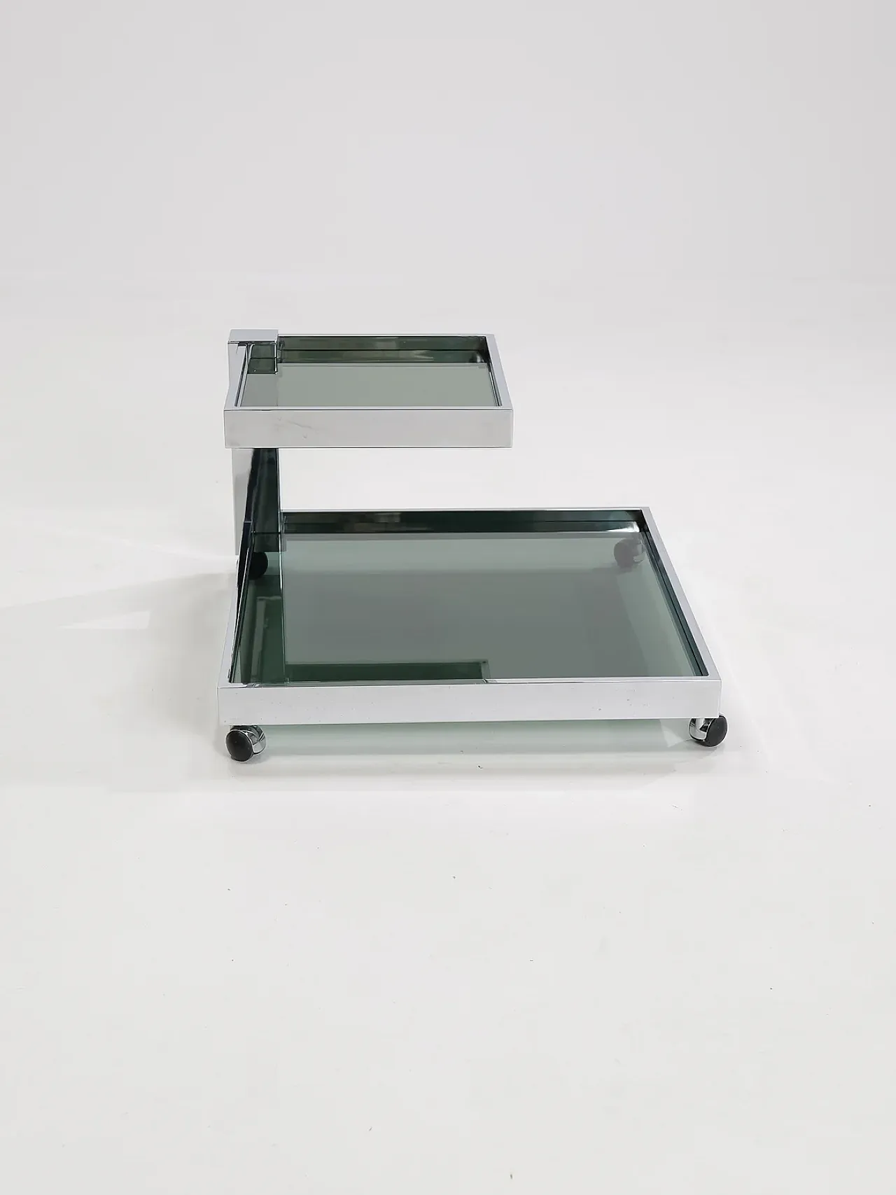 Carrello bar in cromo e vetro fumé, anni '70 3
