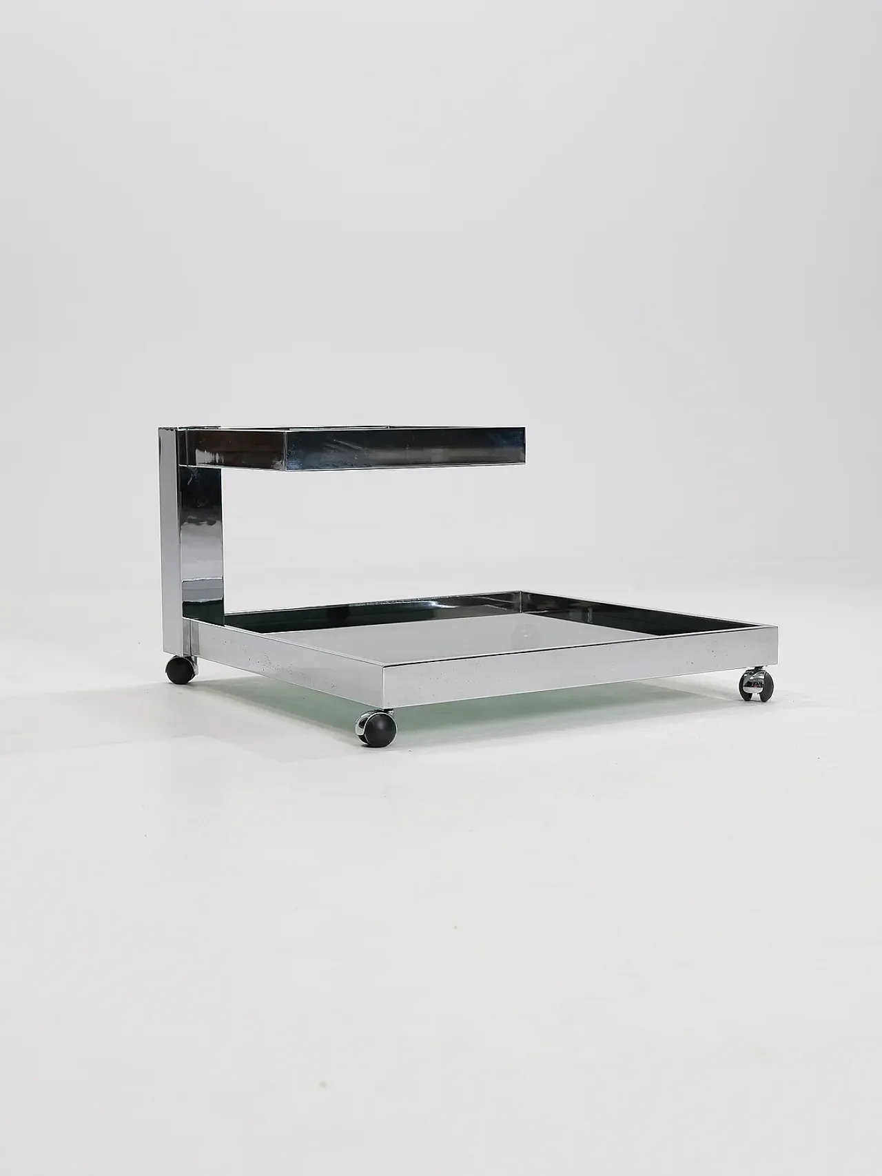 Carrello bar in cromo e vetro fumé, anni '70 4
