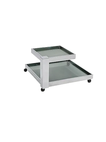 Carrello bar in cromo e vetro fumé, anni '70