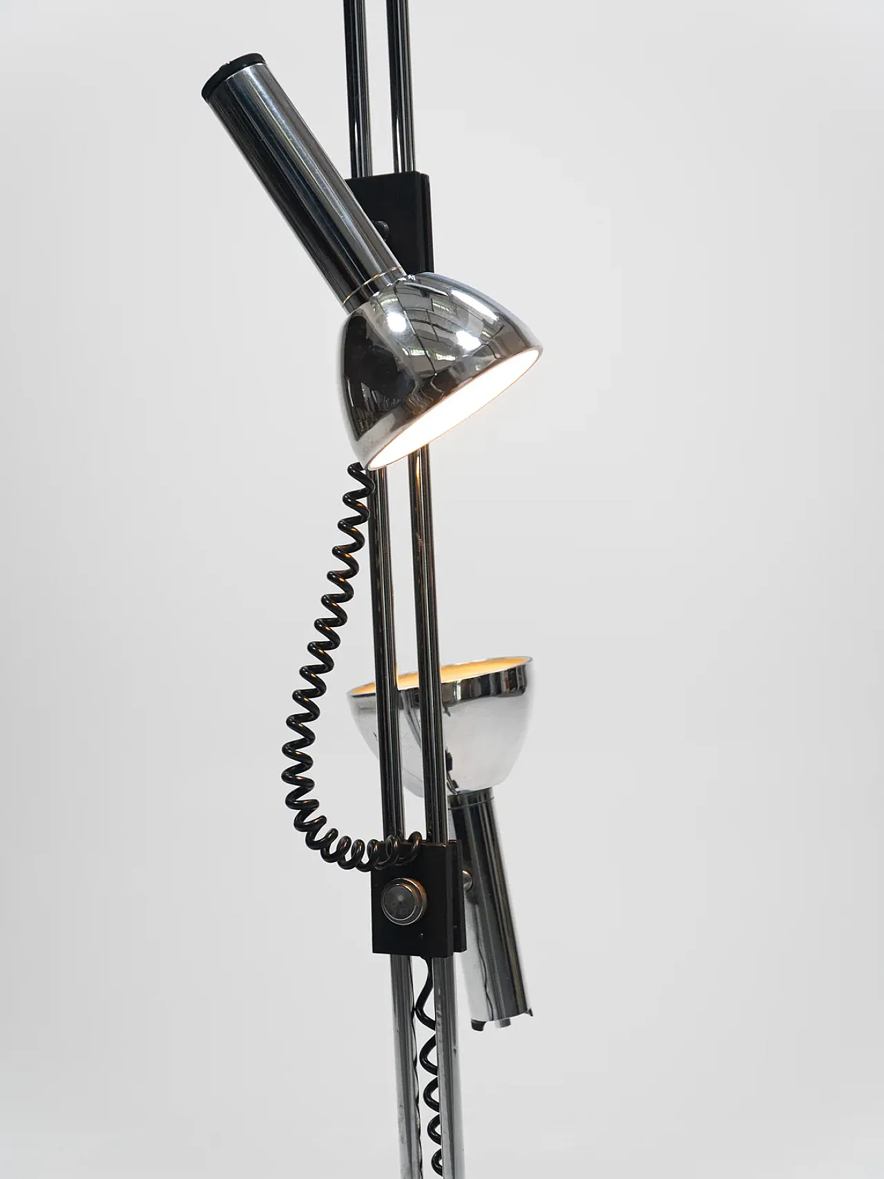 Lampada da terra in metallo cromato di Luci Italia, anni '70 6