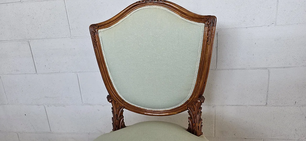 Louis XVI style desk chair in carved walnut, 20th century 6
