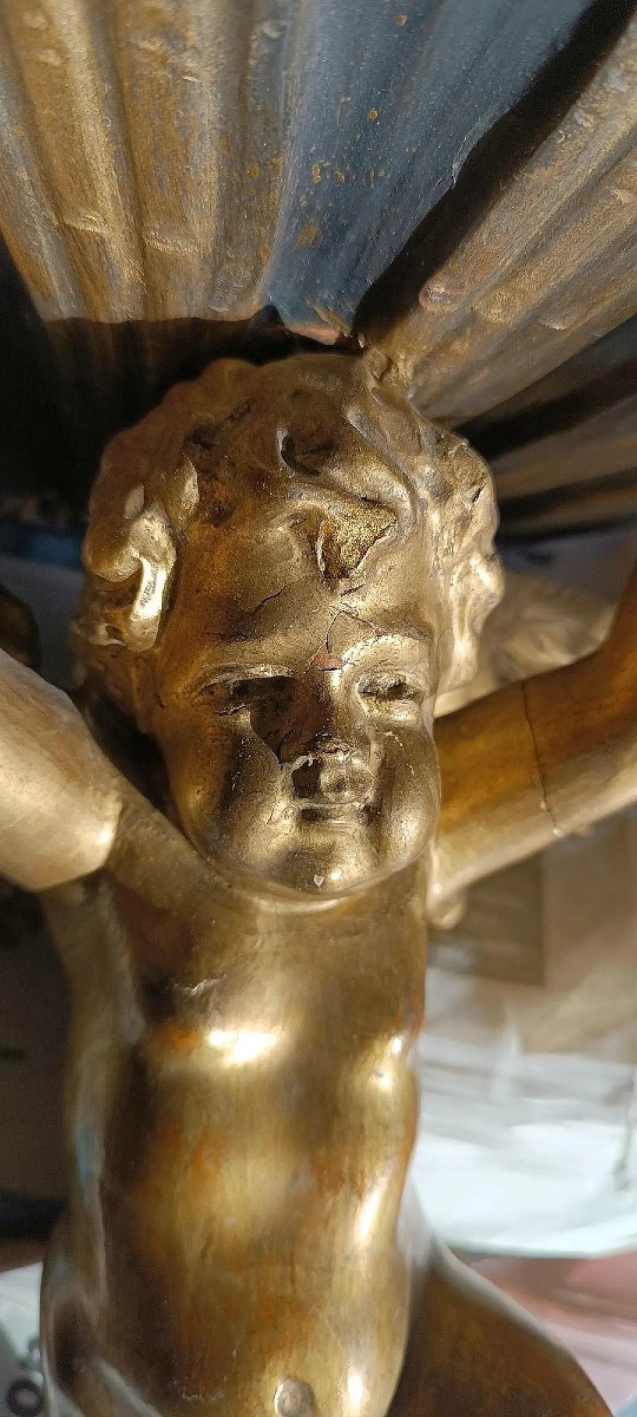 Mensola a forma di angelo in legno dorato, '800 6