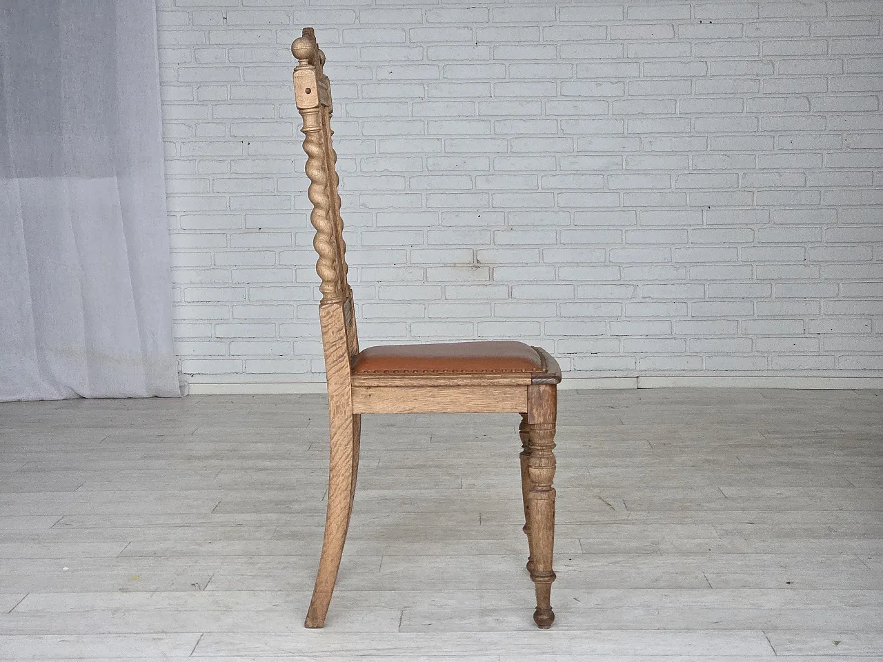 4 sedie da pranzo danesi, legno di quercia in pelle, anni '30 11