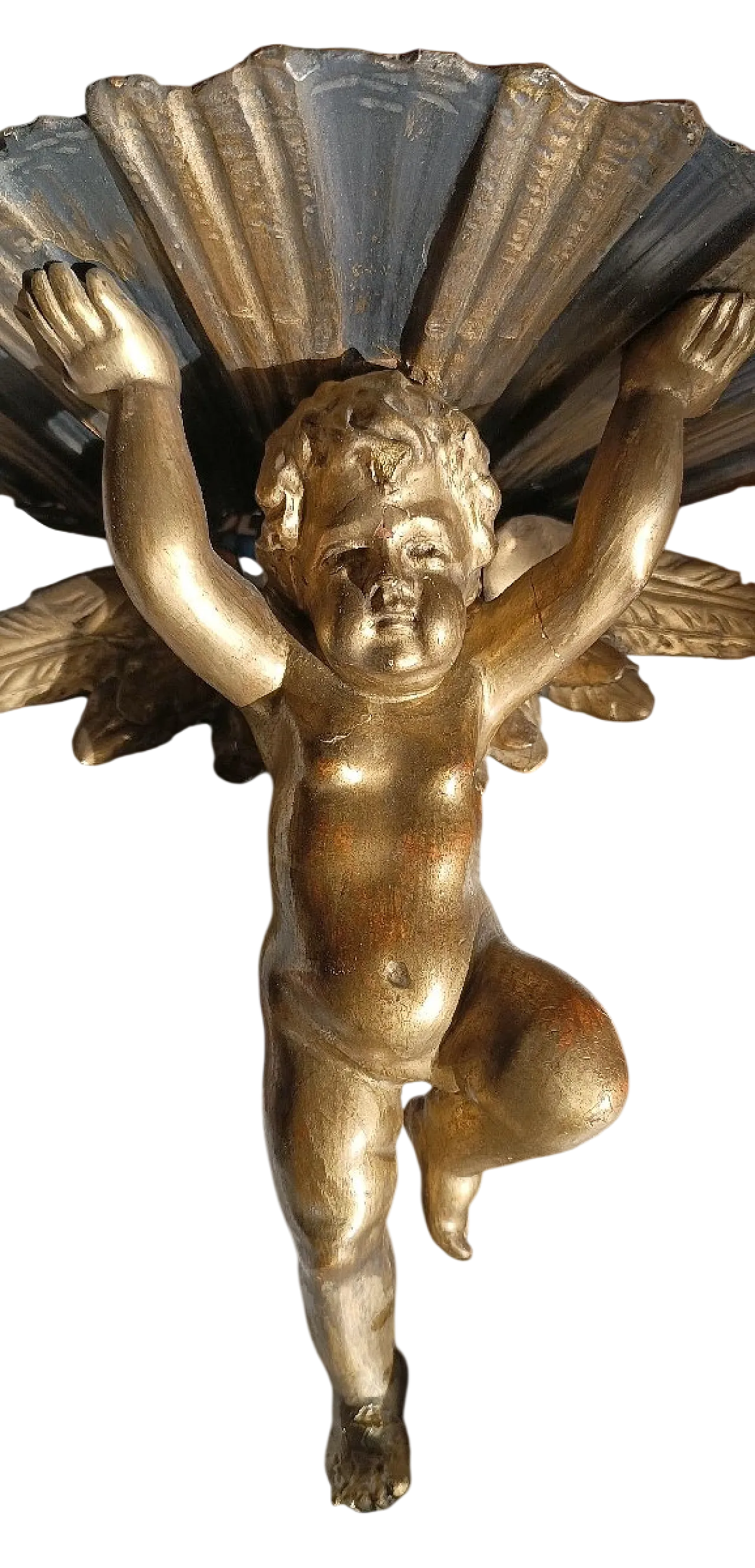 Mensola a forma di angelo in legno dorato, '800 12