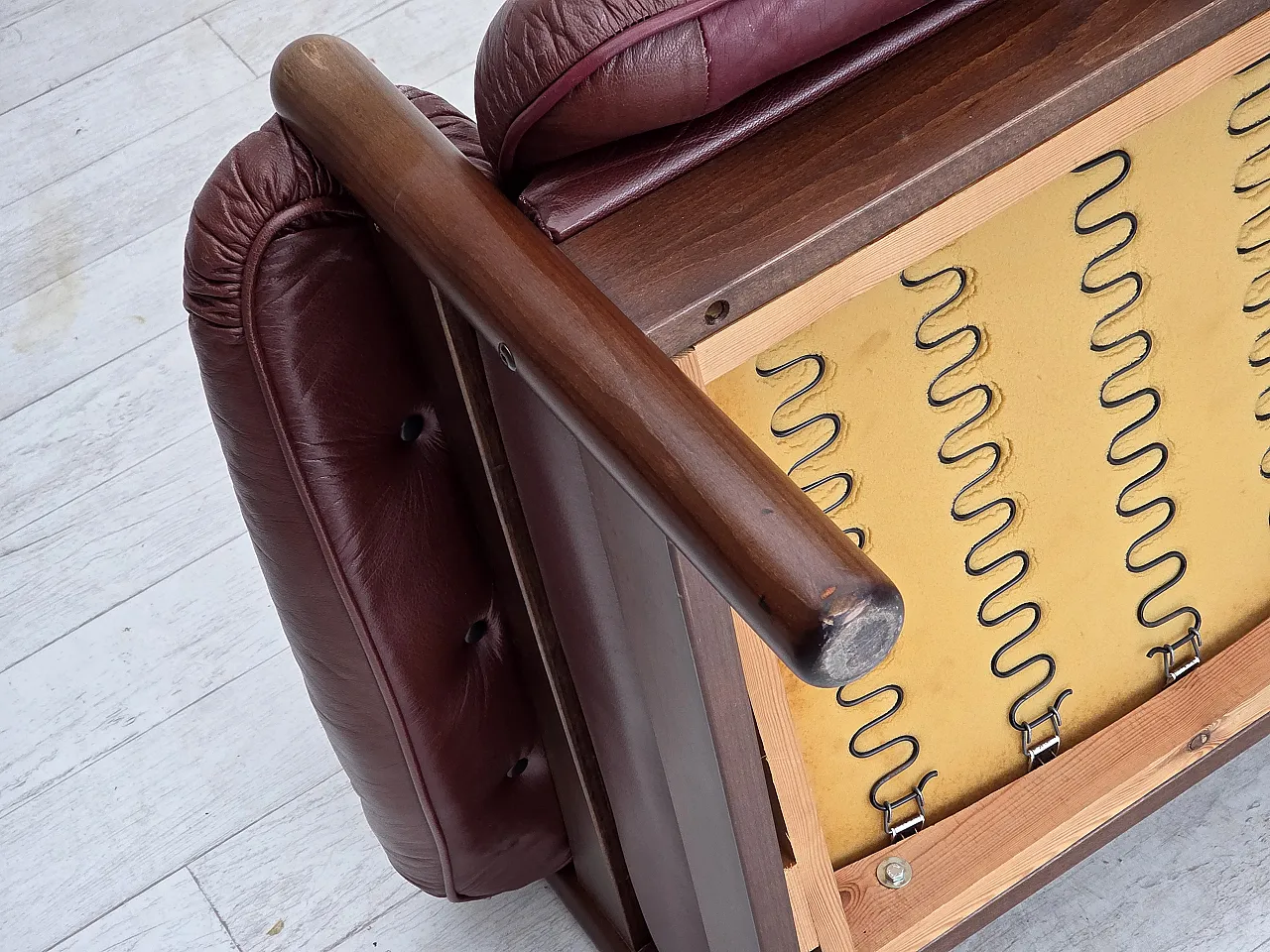 Divano svedese a 2 posti, pelle marrone con patina, anni '70 20