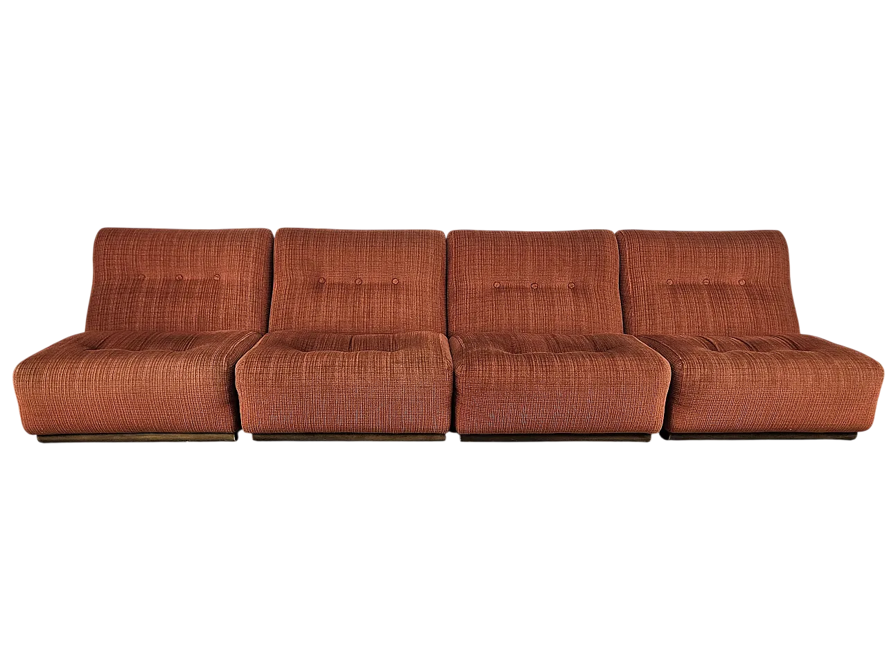 Modular armchairs in red fabric, 70s 12