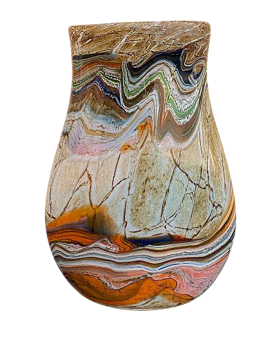 Vaso in vetro artistico marmorizzato di Murano, anni '70