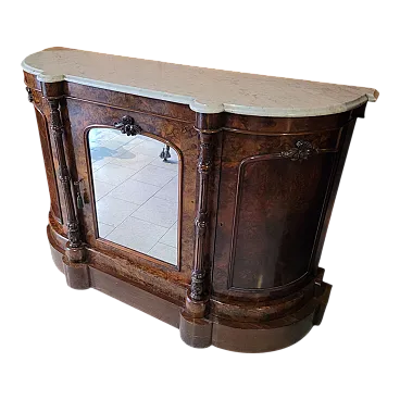 Servante vittoriano in radica con piano in marmo bianco, '800