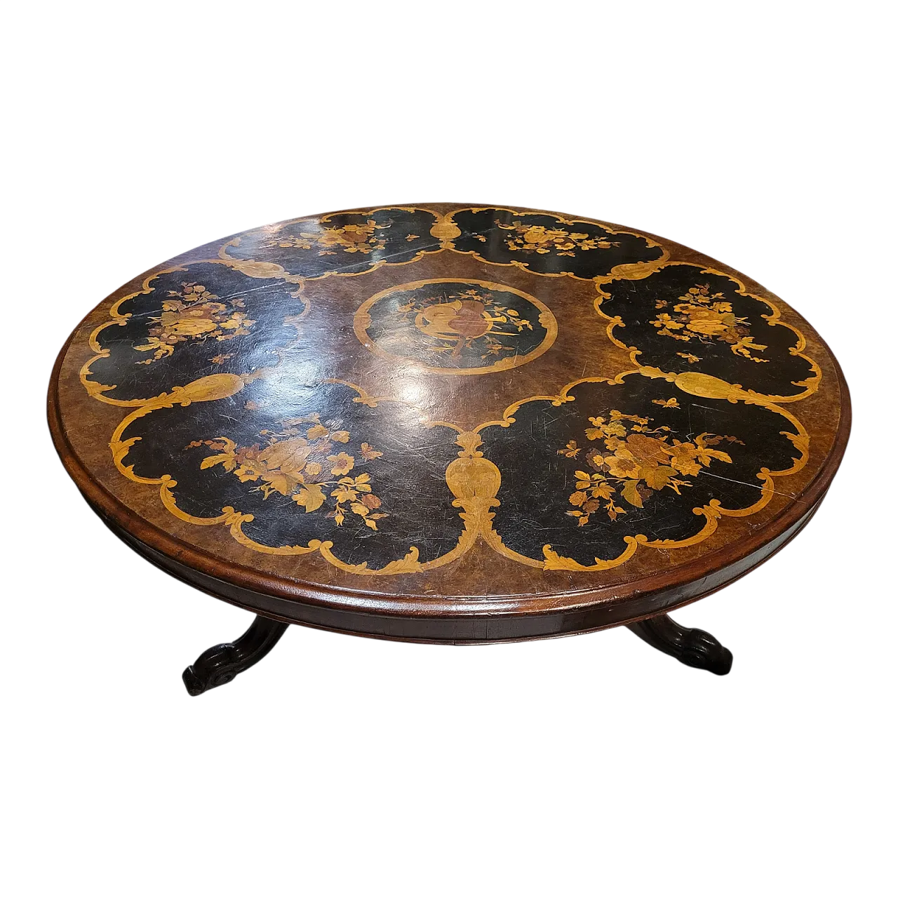 Tavolo vittoriano in varie essenze di legno, Regno Unito, '800 9