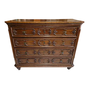 Canterano in legno di noce e rovere, Lombardia, di fine XVII secolo