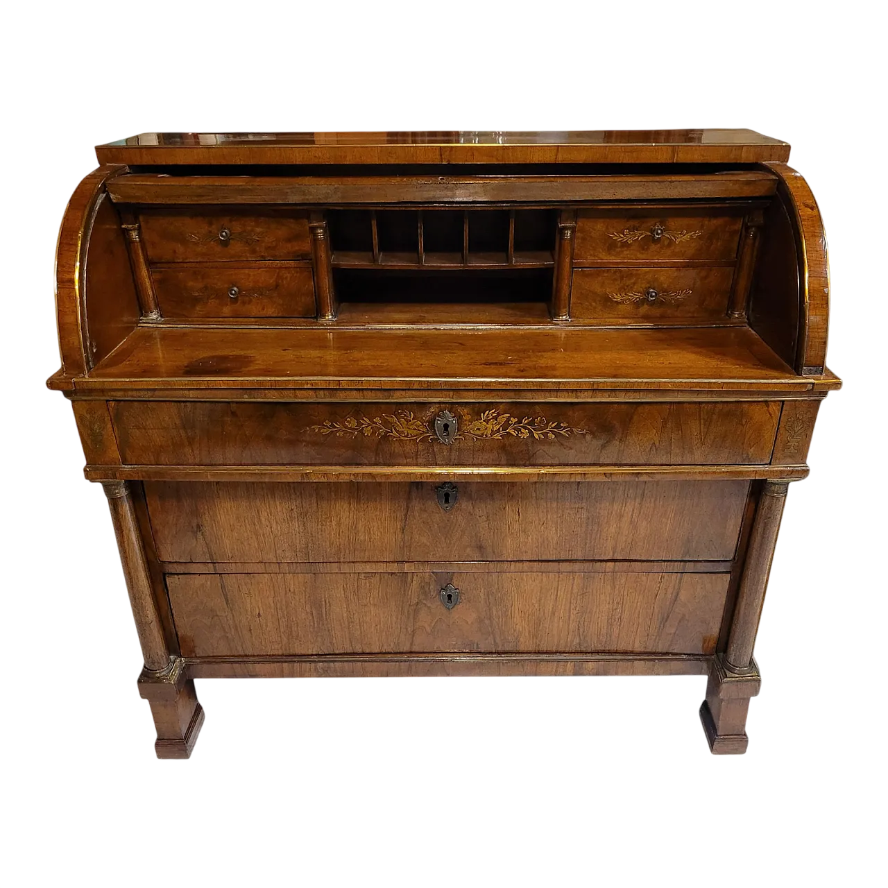 Ribalta a rullo Impero in legno di noce, Lombardia, '800 13