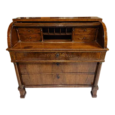 Ribalta a rullo Impero in legno di noce, Lombardia, '800