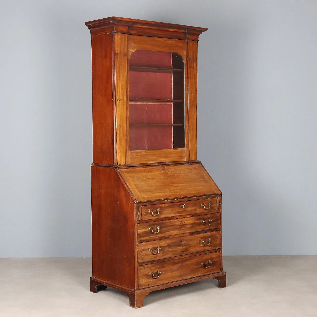 Mahogany trumeau, cut glass and shaped top, mid-19th century 1