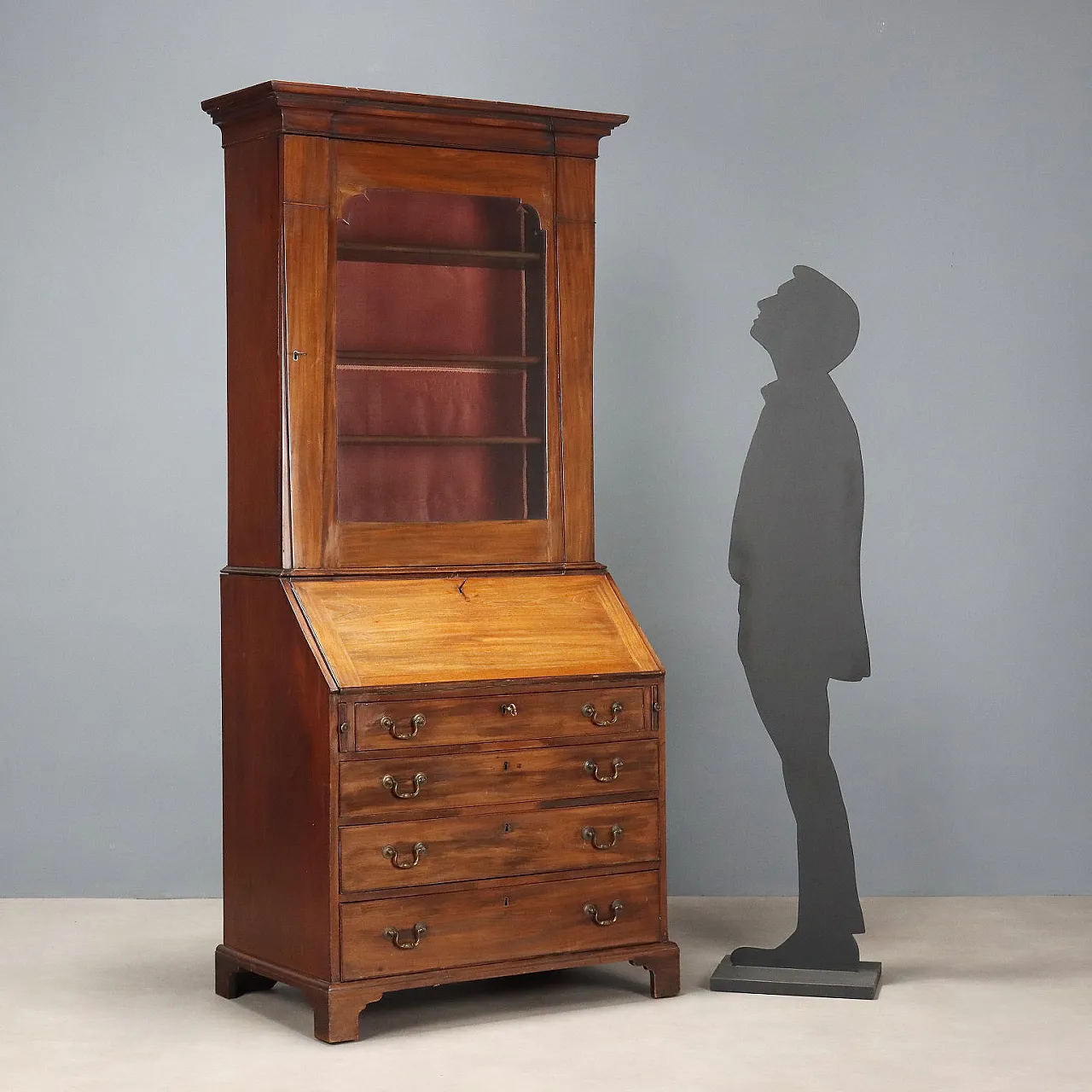 Mahogany trumeau, cut glass and shaped top, mid-19th century 2