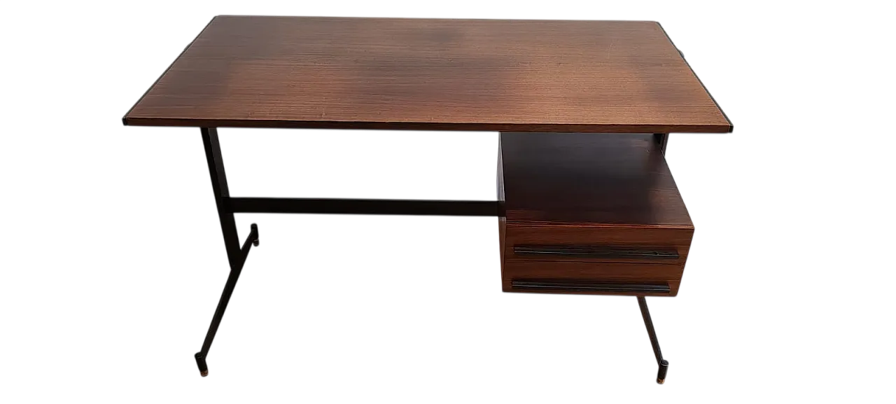 Scrivania in legno e metallo anni '70 4