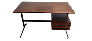 Scrivania in legno e metallo anni '70