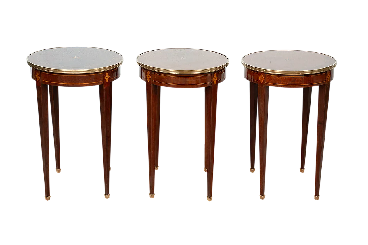 3 Napoleon III coffee tables in mahogany and map, early 20th century 5