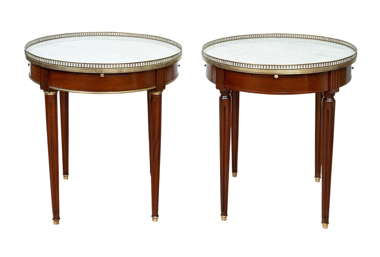 Pair of Napoleon III coffee tables in solid mahogany with plate, 20s 6