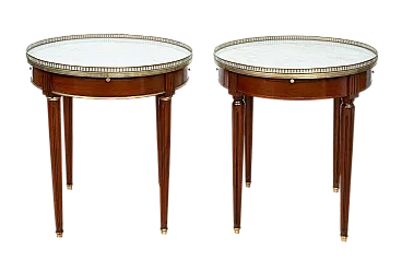 Pair of Napoleon III coffee tables in solid mahogany with plate, 20s