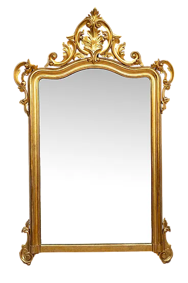 Neapolitan Louis Philippe mirror in gilded and carved wood, 20th c.