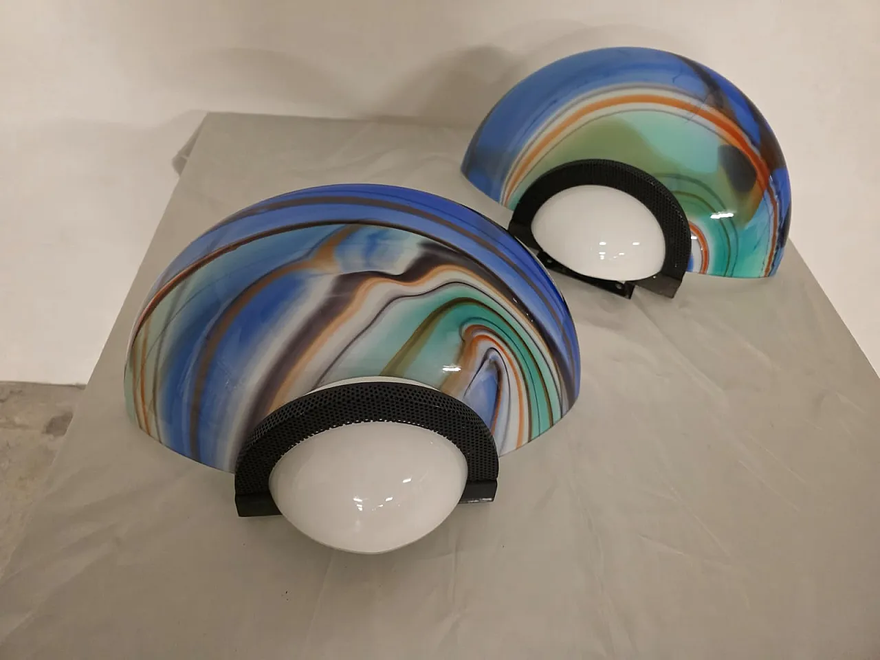 Pair of Ottavio Missoni wall lamps, late 29th century 2