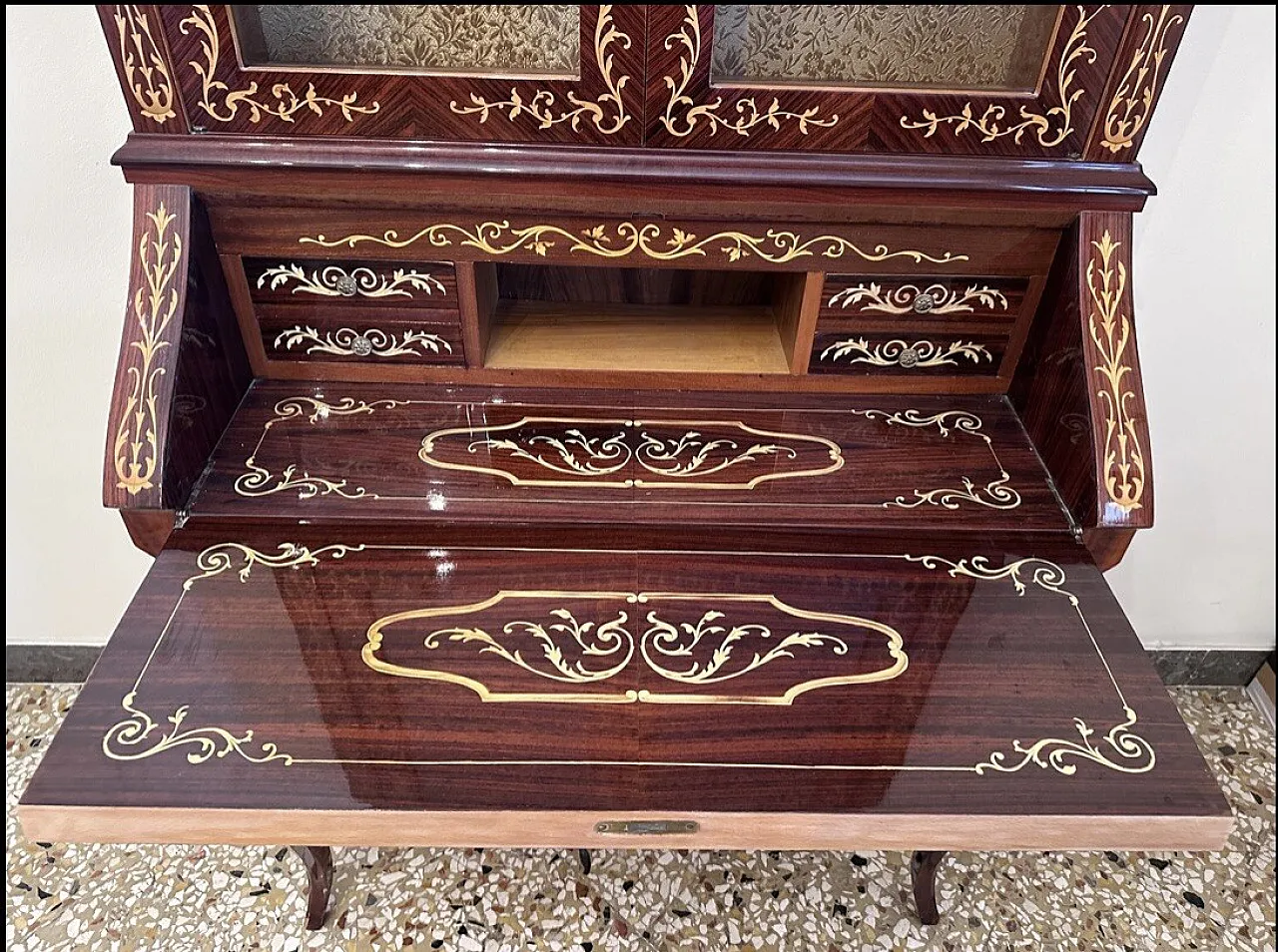 Beetle-style inlaid Trumeau cabinet with tipper, 20th century 13