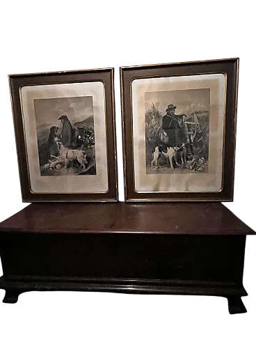 Pair of engravings, hunt scenes, 19th century
