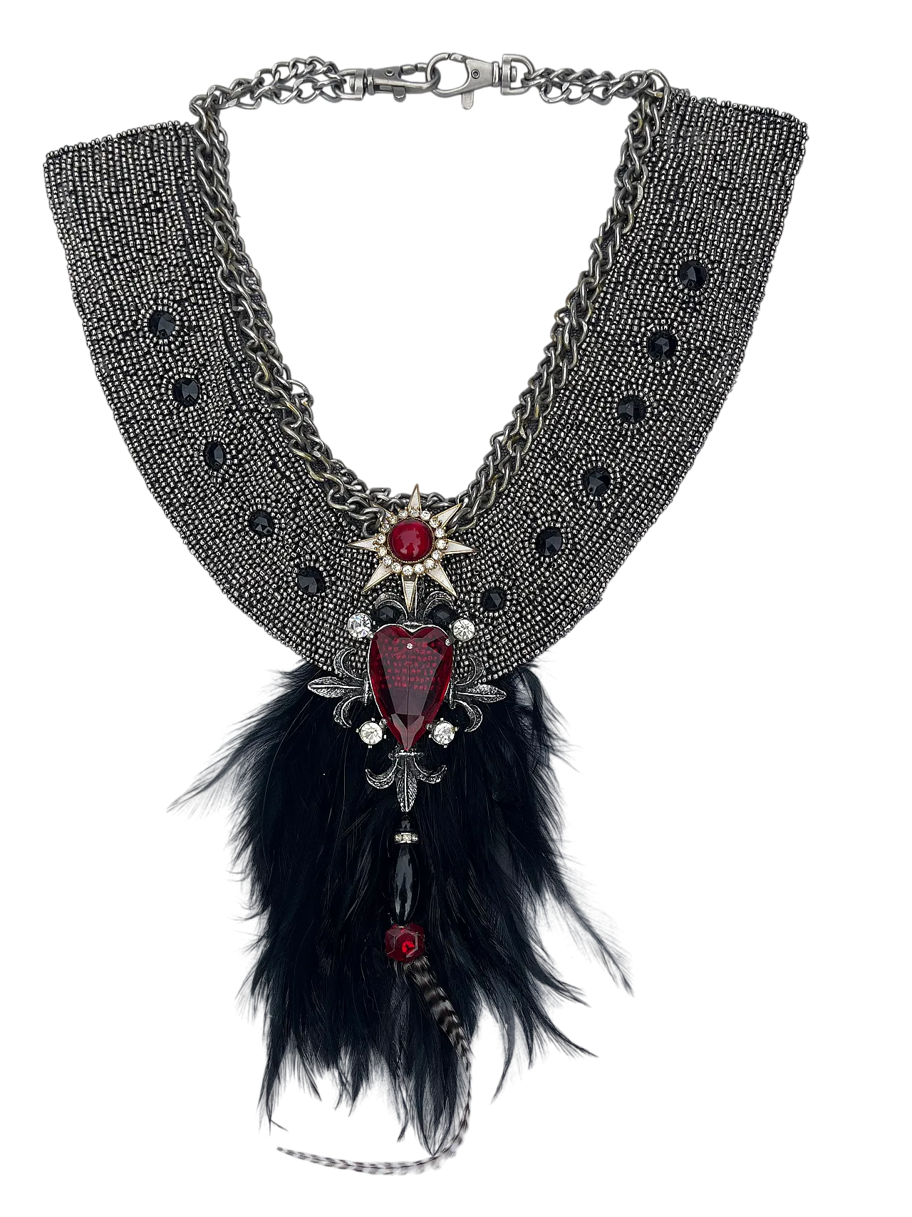 Gothic necklace with feathers, 70s 5