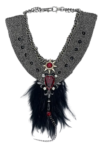 Gothic necklace with feathers, 70s