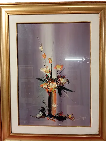 Painting oil on canvas, flower, 90s