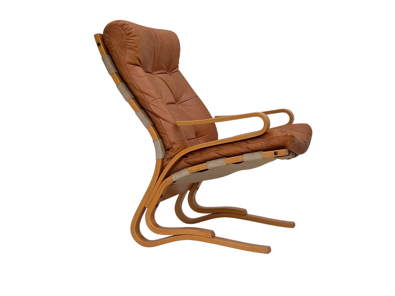 Norwegian armchair, model "Kengu", leather, 1970s 17