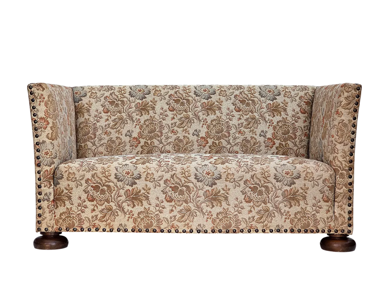 Divano danese a 2 posti beige/marrone e rovere, anni '50 16