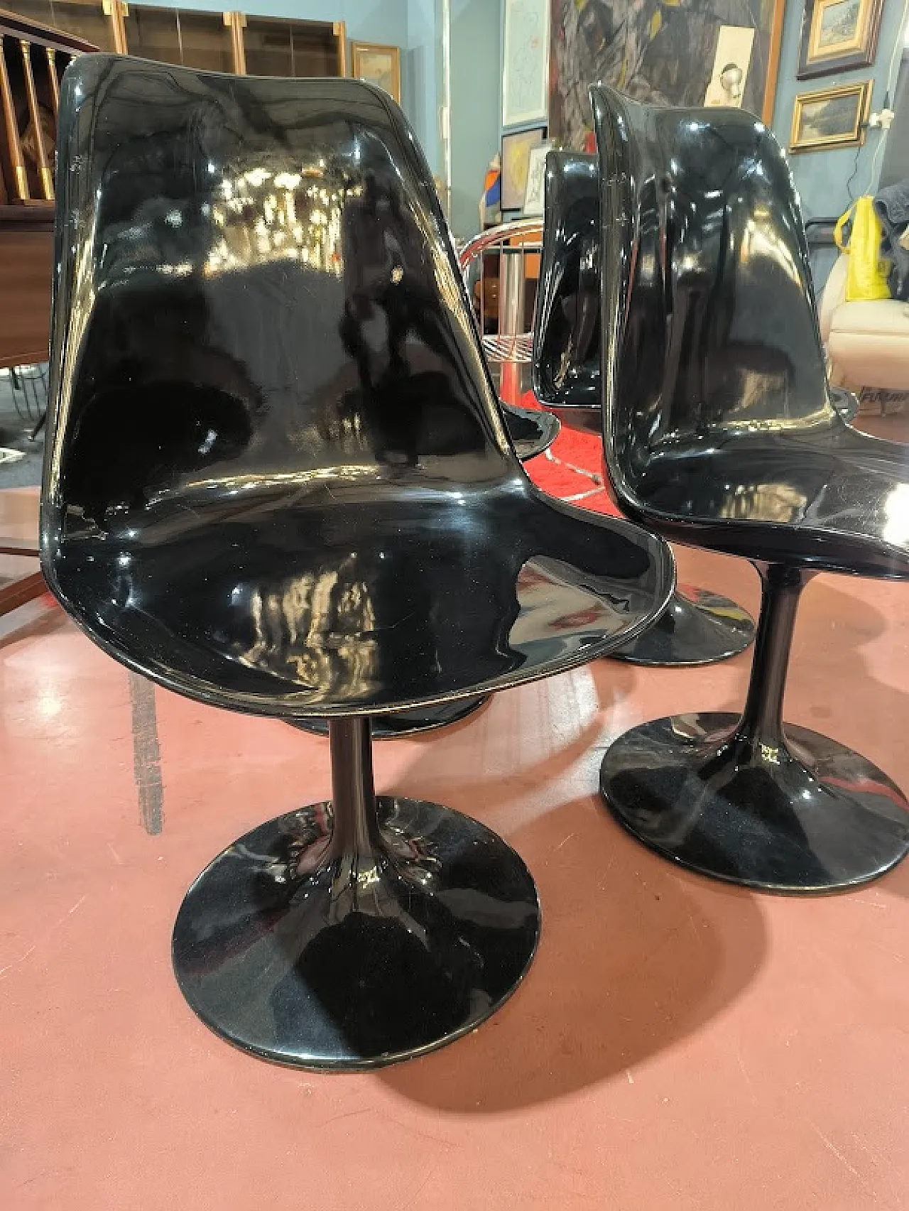 4 sedie Tulip di Bonzanini in vertroresina, anni '60 2