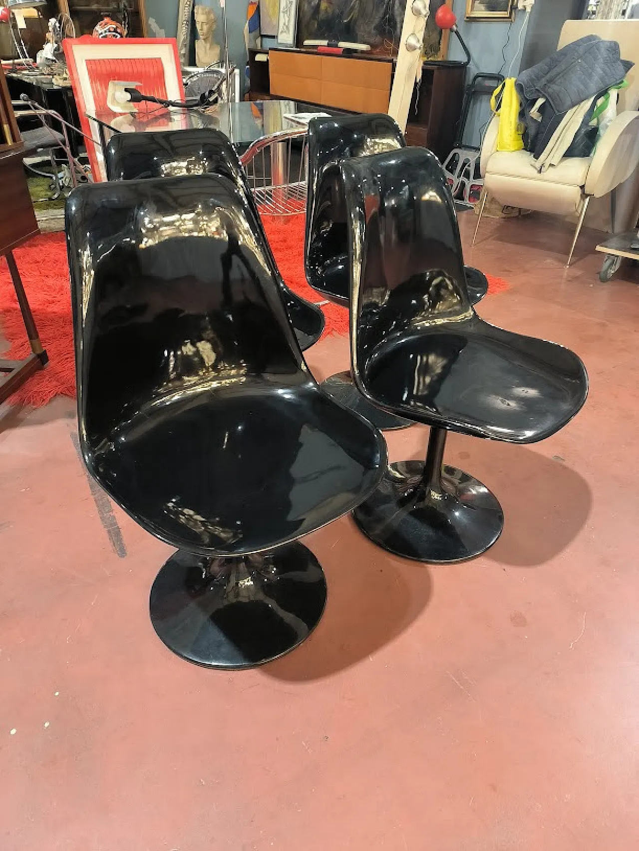 4 sedie Tulip di Bonzanini in vertroresina, anni '60 4