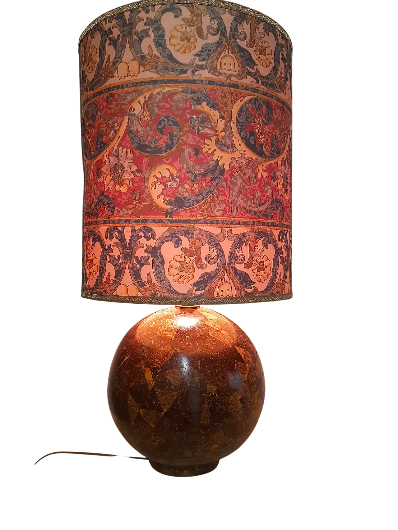 Lampada da tavolo rivestita in guscio di cocco, anni '70 10