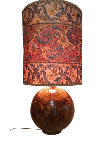 Lampada da tavolo rivestita in guscio di cocco, anni '70