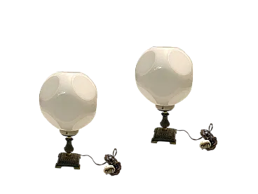 Opaline glass table lamps, 1960s