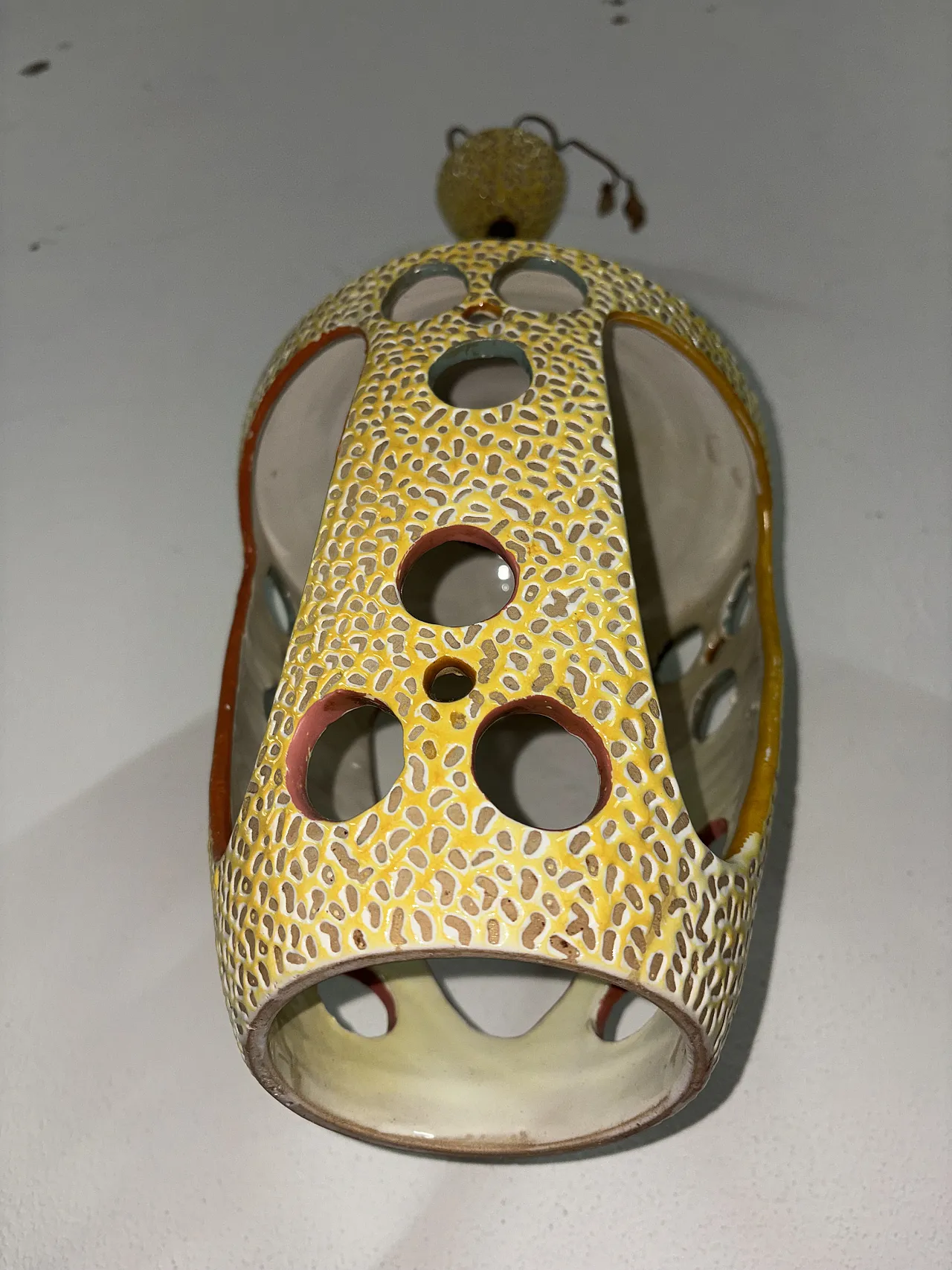 Lampadario lanterna in ceramica smaltata di Antonia Campi, anni '50 5