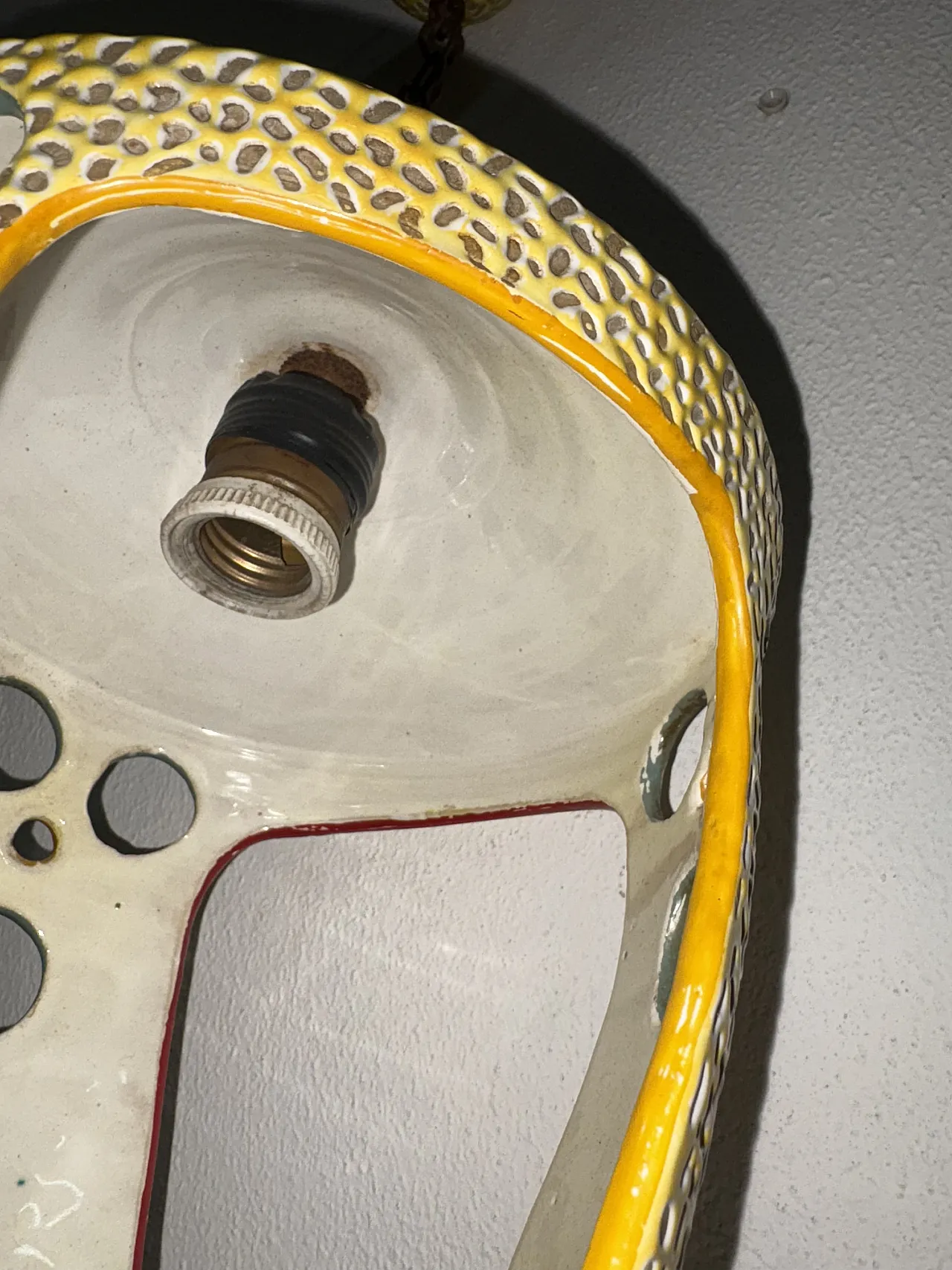 Lampadario lanterna in ceramica smaltata di Antonia Campi, anni '50 6