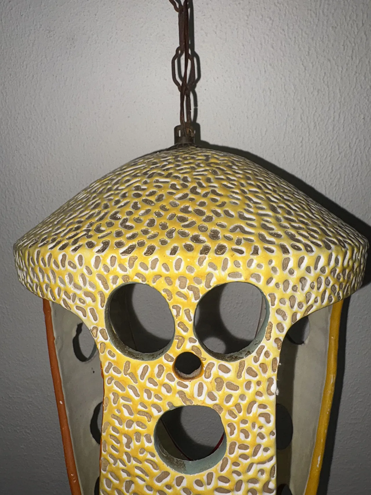 Lampadario lanterna in ceramica smaltata di Antonia Campi, anni '50 7