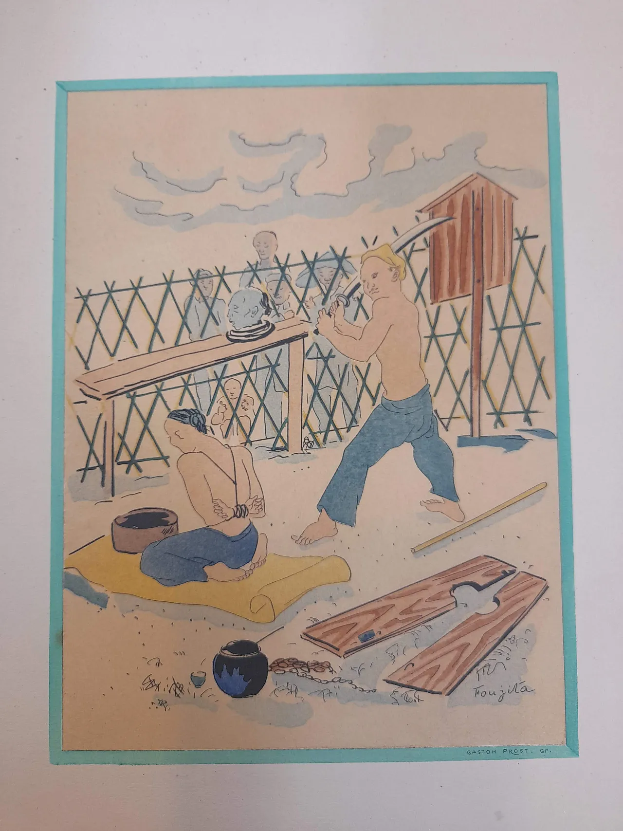 Litografia Esecuzione di un tossicodipendente di Tsuguharu Fujita 6