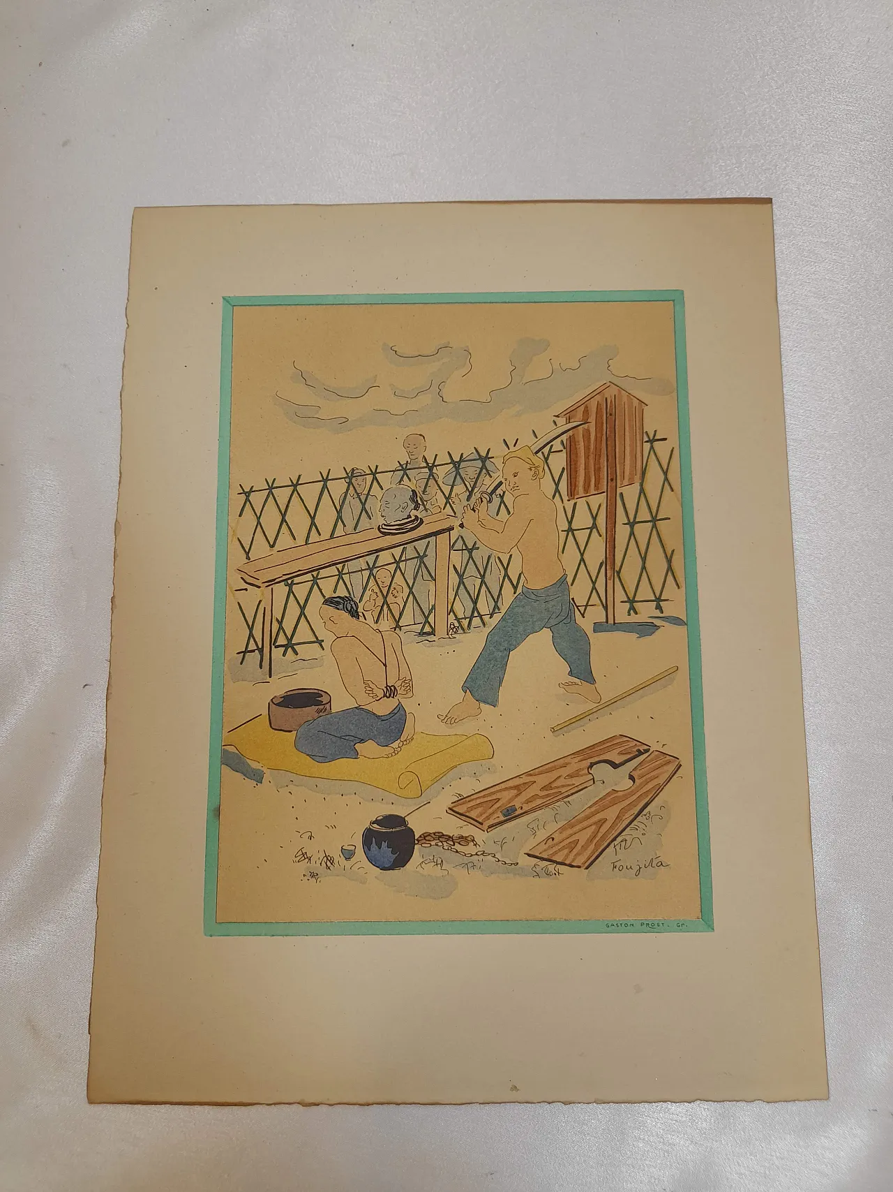 Litografia Esecuzione di un tossicodipendente di Tsuguharu Fujita 7