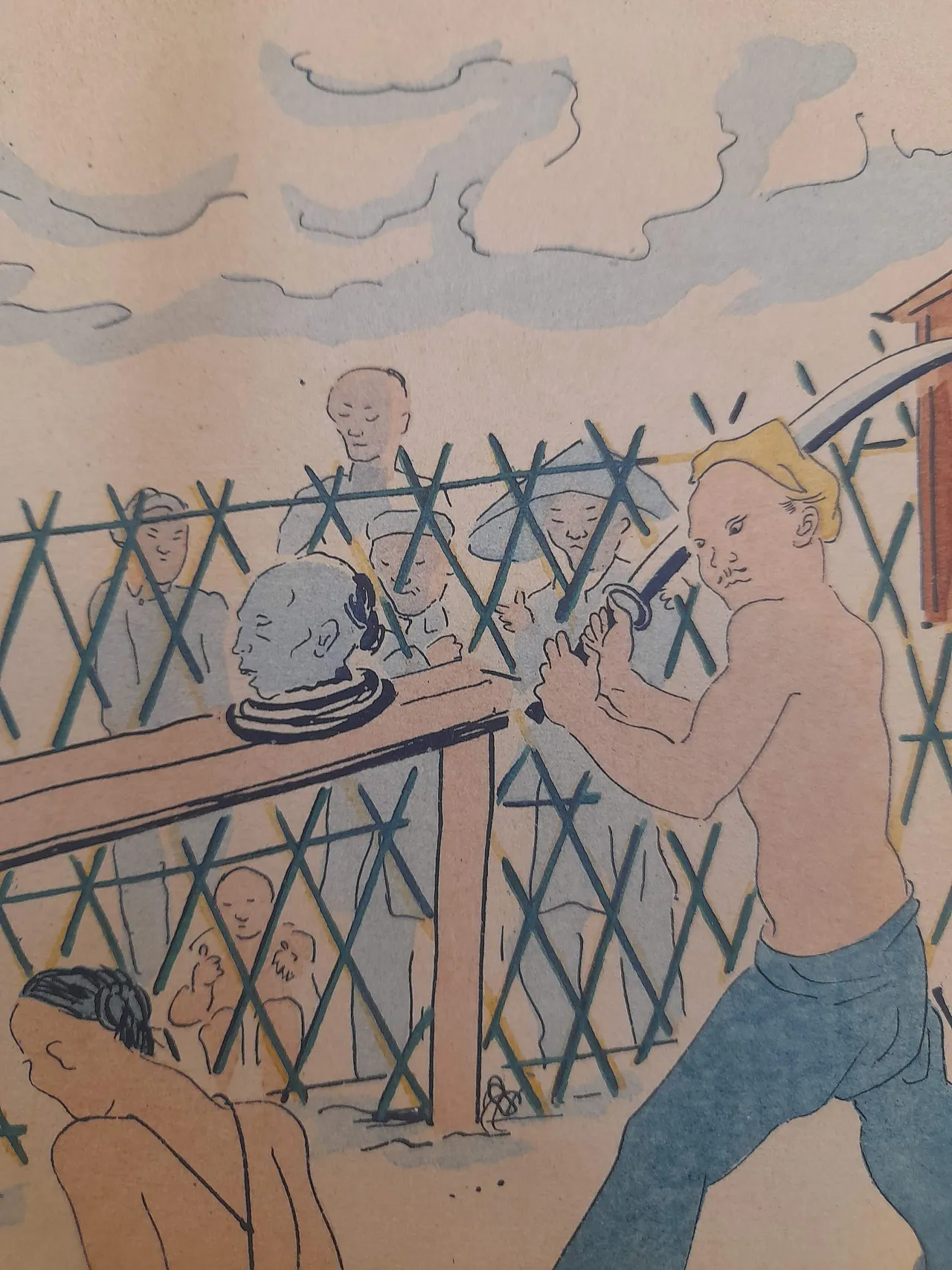 Litografia Esecuzione di un tossicodipendente di Tsuguharu Fujita 10