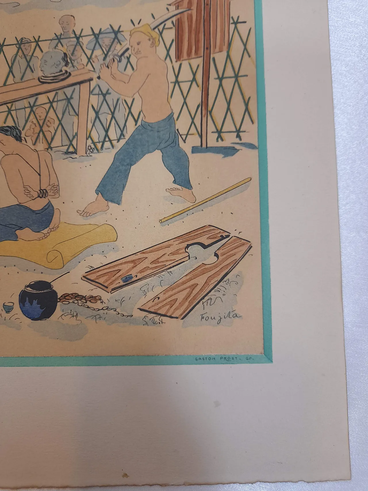 Litografia Esecuzione di un tossicodipendente di Tsuguharu Fujita 12